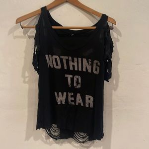 Nothing to wear distressed t-shirt.